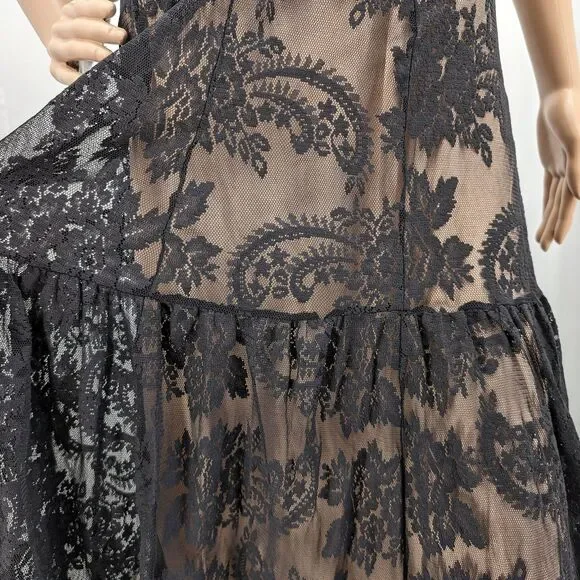 Vintage y2k Newport News Strapless Gown Black Lace Dress Prom Whimsygoth Size 8 - Picture 6 of 12